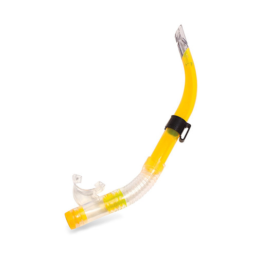 16.5" Yellow and Clear Bahama Purge Semi-Dry Top Sport Swim Snorkel - IMAGE 1