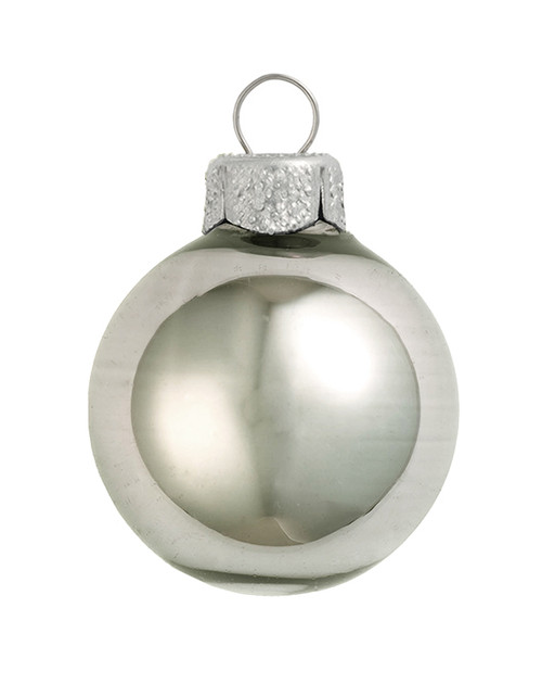 Shiny Finish Glass Christmas Ball Ornaments - 6" (150mm) - Pewter Gray - 2ct - IMAGE 1