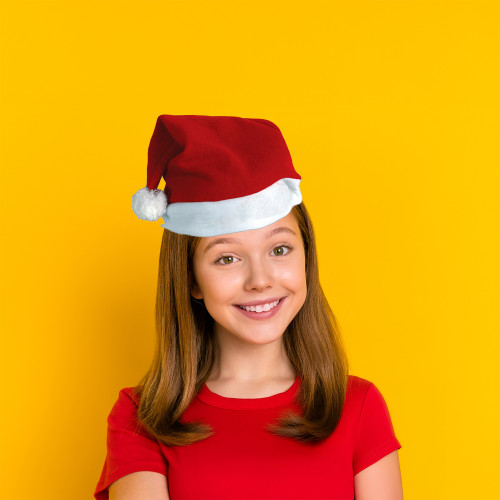 Pack of 12 Red and White Plush Santa Christmas Hat Costume Accessories - One Size - IMAGE 1