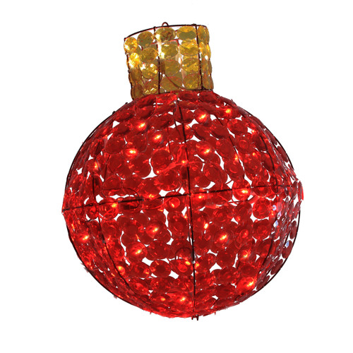 24" Red and Amber LED Lighted Faceted Christmas Light Bulb - IMAGE 1