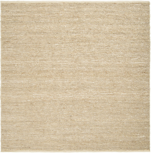 8' x 8' Solid Beige and White Hand Woven Square Area Throw Rug - IMAGE 1