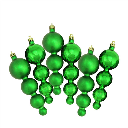 6ct Green Shiny and Matte Shatterproof 2-Finish Christmas Ornaments 5.75" (146mm) - IMAGE 1