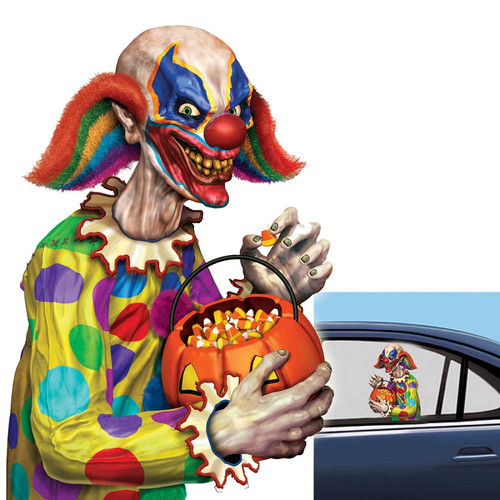 Pack of 12 Hauntingly Creepy Clown Car Window Cling Halloween Decorations - IMAGE 1