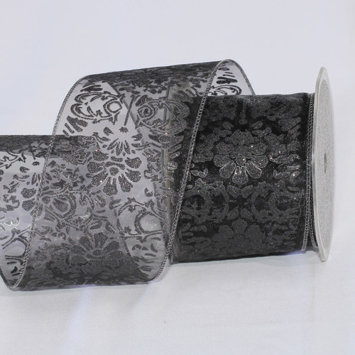 Sheer Shimmering Black Wired Craft Ribbon 2.75" x 20 Yards - IMAGE 1