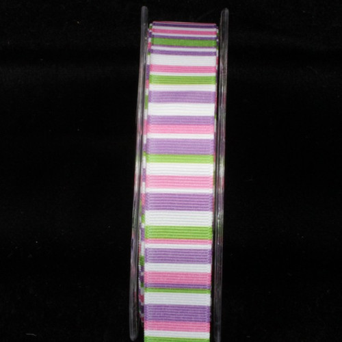 Pink and Purple Striped Wired Craft Ribbon 1" x 54 Yards - IMAGE 1