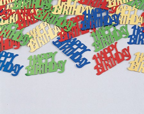 Club Pack of 12 Red and Blue Happy Birthday Celebration Confetti Bags 0.6 oz. - IMAGE 1
