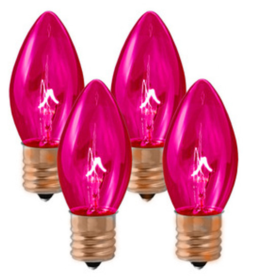 Pack of 4 Transparent Pink C9 Christmas Replacement Bulbs - IMAGE 1