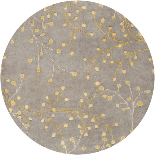 6' Yellow and Beige Round Area Throw Rug - IMAGE 1