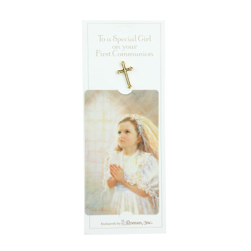 Girl First Holy Communion Cross Pins with Prayer Cards - Set of 24 - IMAGE 1