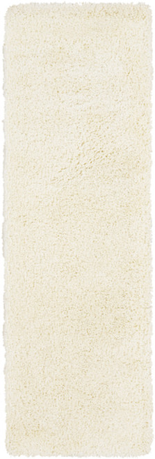 2.5' x 8' Solid White Hand Woven Rectangular Area Throw Rug Runner - IMAGE 1