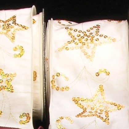 Ivory and Gold Sequined Stars Wired Craft Ribbon 2.5" x 20 Yards - IMAGE 1