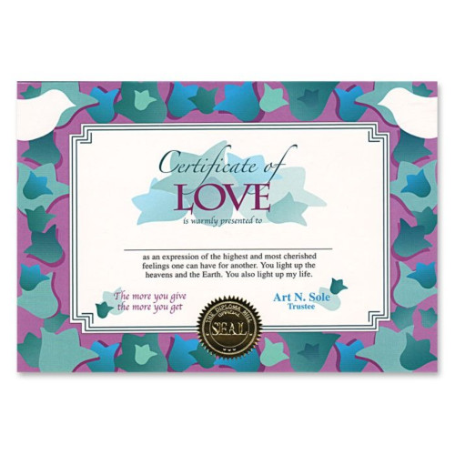 Certificate of Love Certificate - 5" x 7" - Set of 6 - IMAGE 1