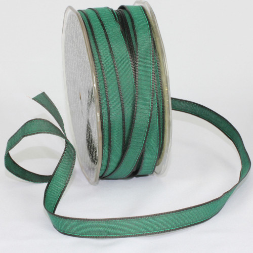 Hunter Green French Wired Craft Ribbon 0.25" x 108 Yards - IMAGE 1