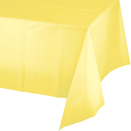 Club Pack of 12 Mimosa Yellow Disposable Plastic Table Cloth Covers 9' - IMAGE 1