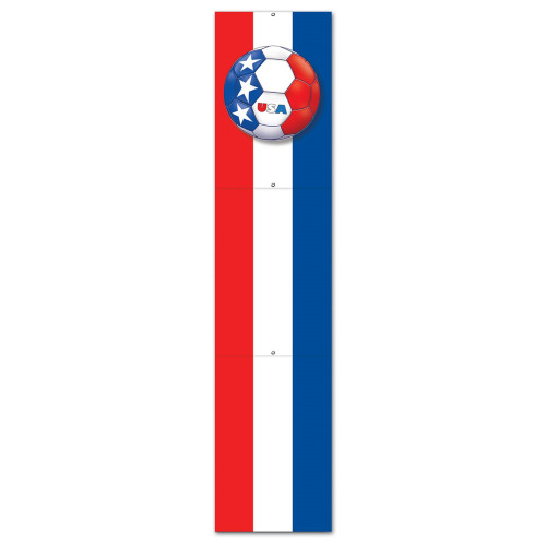 Club Pack of 12 Red, White and Blue "USA" Soccer Themed Jointed Pull-Down Cutout Decorations 5' - IMAGE 1