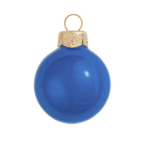 12ct Blue Delft Pearl Finish Glass Christmas Ball Ornaments 2.75" (70mm) - IMAGE 1