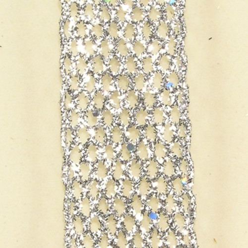 Metallic Silver Wired Mesh Craft Ribbon 6" x 20 Yards - IMAGE 1
