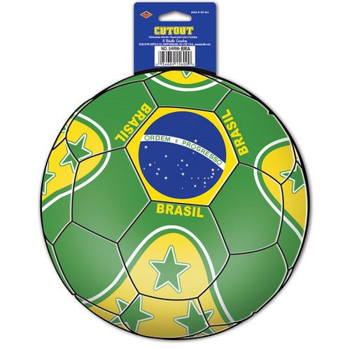 Club Pack of 12 Green and Yellow "Brasil" Soccer Themed Cutout Decorations 10" - IMAGE 1