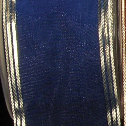 Royal Blue and Gold Edge Craft Ribbon 2" x 33 Yards - IMAGE 1