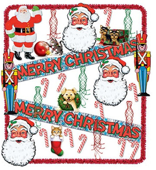 30-Piece Santa, Toy Soldier, Candy Cane and Whirls Trimorama Christmas Decoration Kit - IMAGE 1