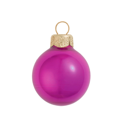 Pearl Finish Glass Christmas Ball Ornaments - 2.75" (70mm) - Pink - 12ct - IMAGE 1