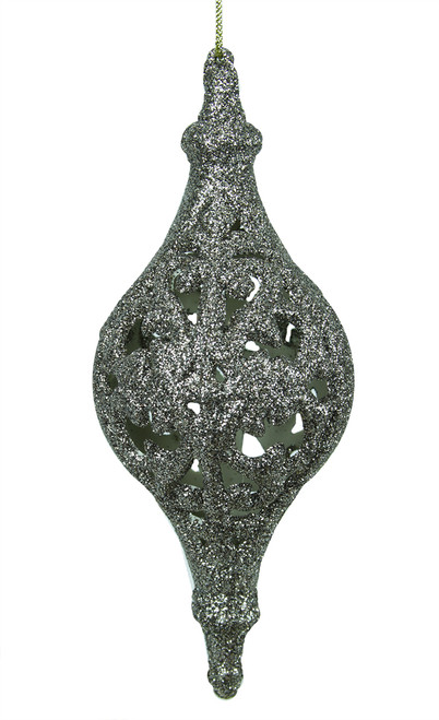 6.5" Silver Glitter Drenched Cut-Out Finial Christmas Ornament - IMAGE 1