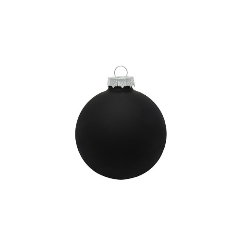 Matte Glass Christmas Ball Ornaments - 3.25" (80mm) - Black - 8ct - IMAGE 1