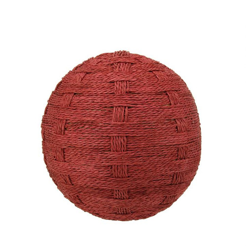 5.5" Brick Red Basket Weave String Ball Christmas Decoration - IMAGE 1