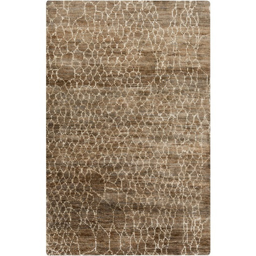 3.25' x 5.25' Brown and White Torn Mesh Hand Knotted Area Throw Rug - IMAGE 1