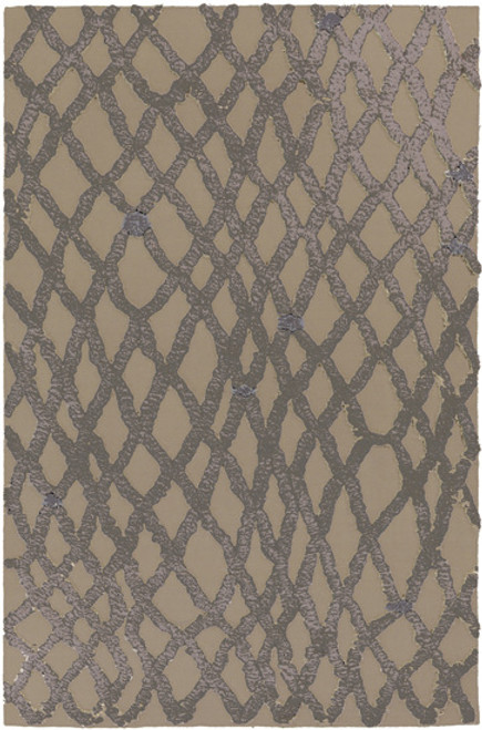 5' x 8' Gated Monsoon Gray and Beige Hand Woven Rectangular Wool Area Throw Rug - IMAGE 1