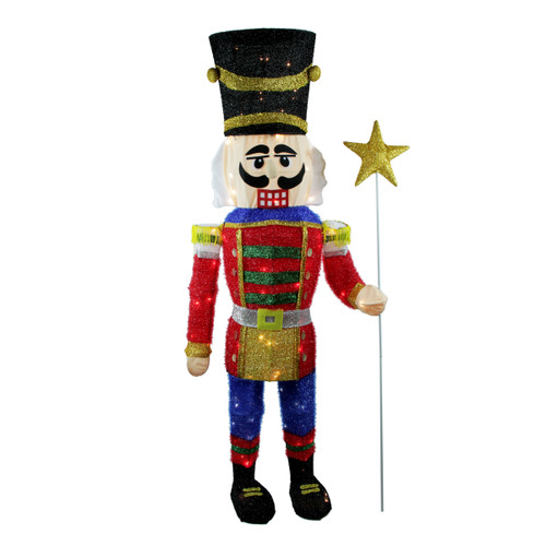 65" Lighted Sparkling Tinsel Nutcracker Christmas Outdoor Decoration - IMAGE 1