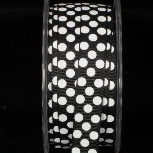 White and Black Polka Dot Wired Craft Ribbon 0.5" x 108 Yards - IMAGE 1