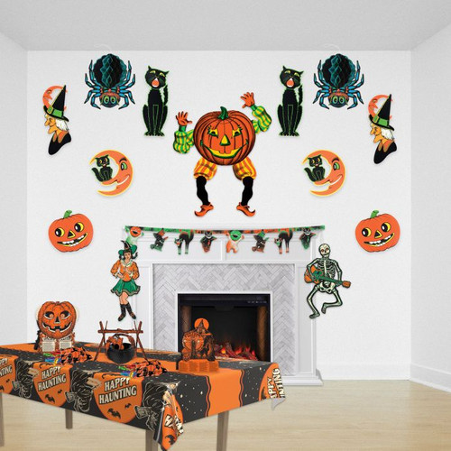 Cat and Moon Halloween Cutouts - 23" - Orange and Black - Club pack of 48 - IMAGE 1
