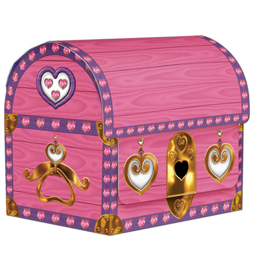 Club Pack of 12 Pink Birthday Party Treasure Chest Favor and Treat Boxes 4.25" - IMAGE 1