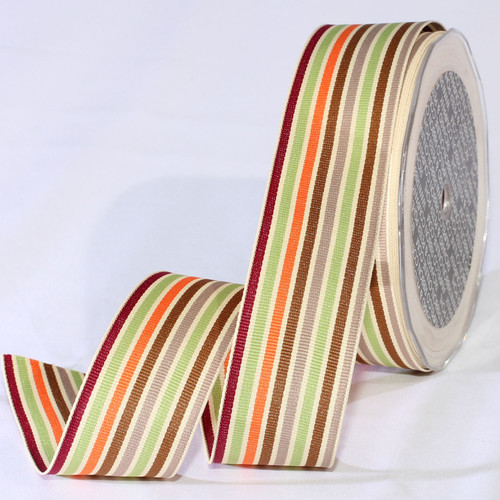 Orange and Green Contemporary French Stripes Craft Ribbon 1.5" x 33 Yards - IMAGE 1