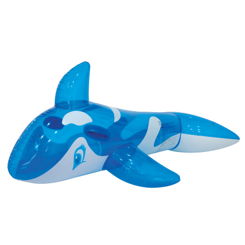 57" Blue and White Whale Ride-On Pool Float - IMAGE 1