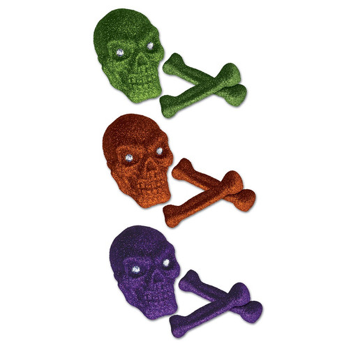 Pack of 36 Glittered Skull and Crossbones Halloween Party Decorations 5.25" - IMAGE 1