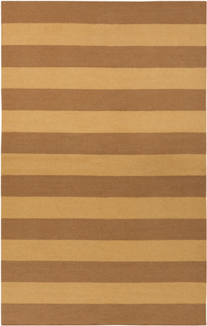 2' x 3' Accumbent Brown Hand Woven Striped Rectangular Wool Area Throw Rug - IMAGE 1