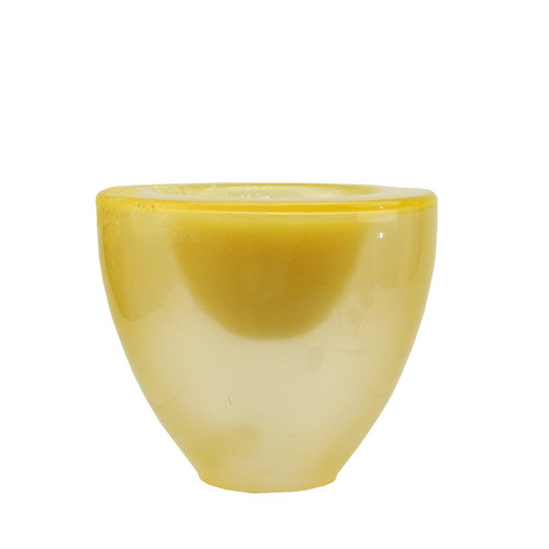 6" Yellow Torchiere Shaped Glass Votive Candle Holder with Wax Candle - IMAGE 1