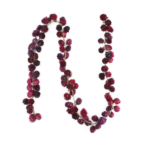 5' x 2.5" Burgundy Red Glitter Mini Pine Cone Artificial Christmas Garland - Unlit - IMAGE 1