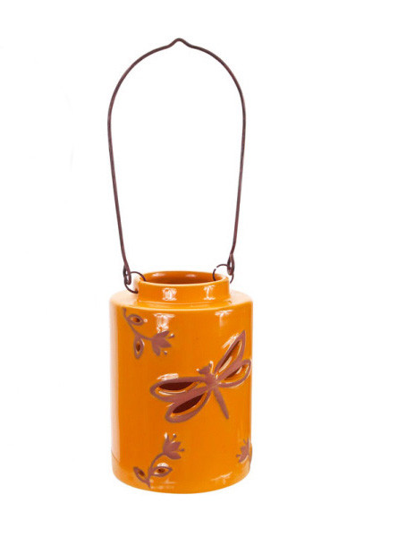 12.5" Orange Cut-Out Dragonfly Tea Light or Votive Candle Holder - IMAGE 1