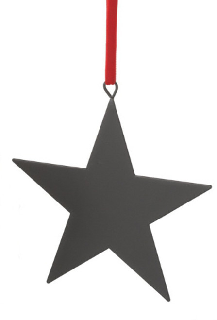 6" Gray and Red Chalkboard Finished Star Christmas Ornament - IMAGE 1