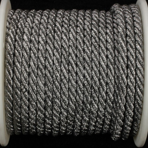 Pewter Gray Metalized Braided Cording Craft Ribbon 0.25" x 27 Yards - IMAGE 1