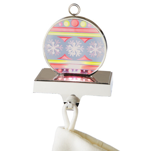 6.75" Red and Yellow Flashing LED Lighted Snowflake Ornament Christmas Stocking Holder - IMAGE 1