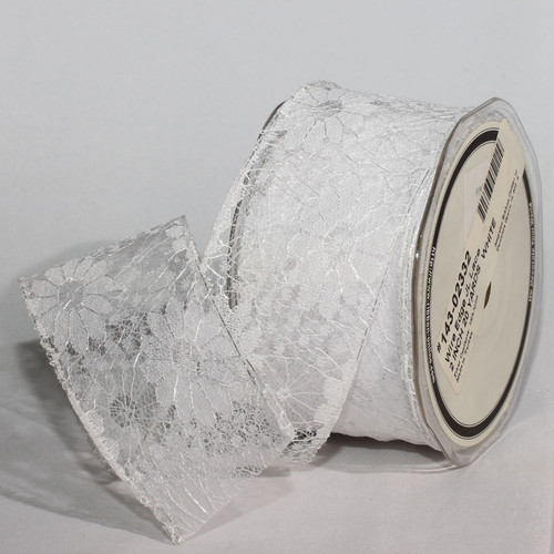 White Jacques Lalou Lace Wired Craft Ribbon 2" x 40 Yards - IMAGE 1