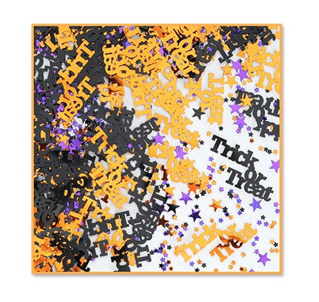 Pack of 6 Black, Orange and Purple Trick or Treat Halloween Celebration Confetti Bags 0.5 oz. - IMAGE 1