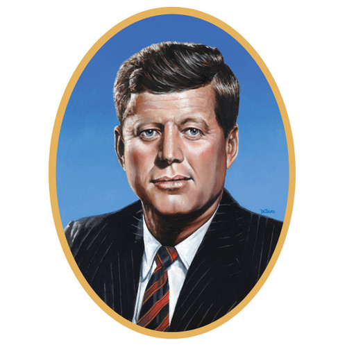 Club Pack of 12 Black and Blue Presidential Portrait of John F Kennedy Double Sided Cutouts Decors 24.75" - IMAGE 1