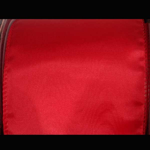 Red Solid Moire Wired Craft Ribbon 4" x 20 Yards - IMAGE 1
