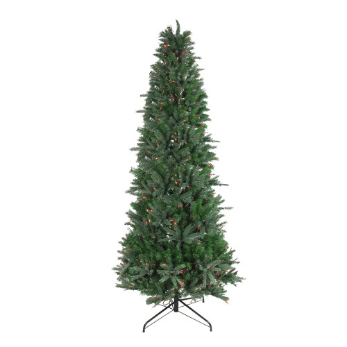 7.5' Pre-Lit Slim Vermont Fir Instant Shape Artificial Christmas Tree - Multi-Color Dura Lit Lights - IMAGE 1