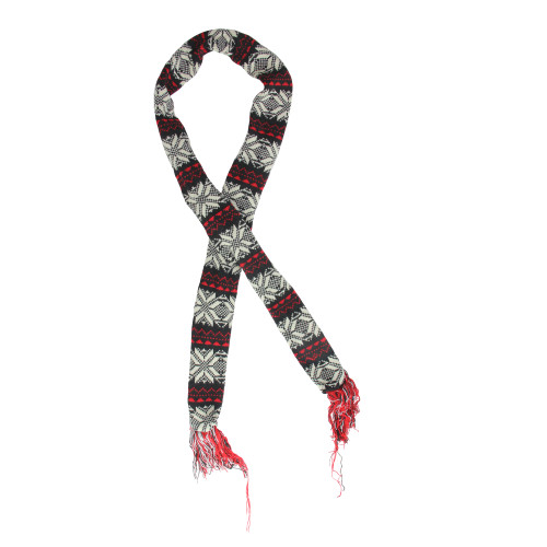 59" Snowflake Knit Nordic Design Christmas Scarf Ornament - IMAGE 1